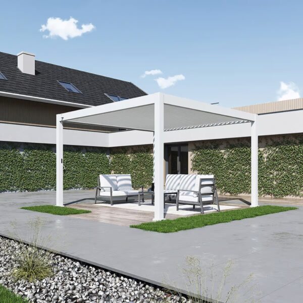 Weide Pergola Deluxe Plus 4x4m mit Lamellendach Weiss