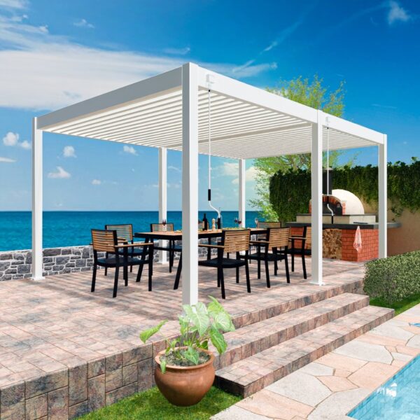 Weide Pergola Deluxe Plus 3x6m mit Lamellendach Weiss