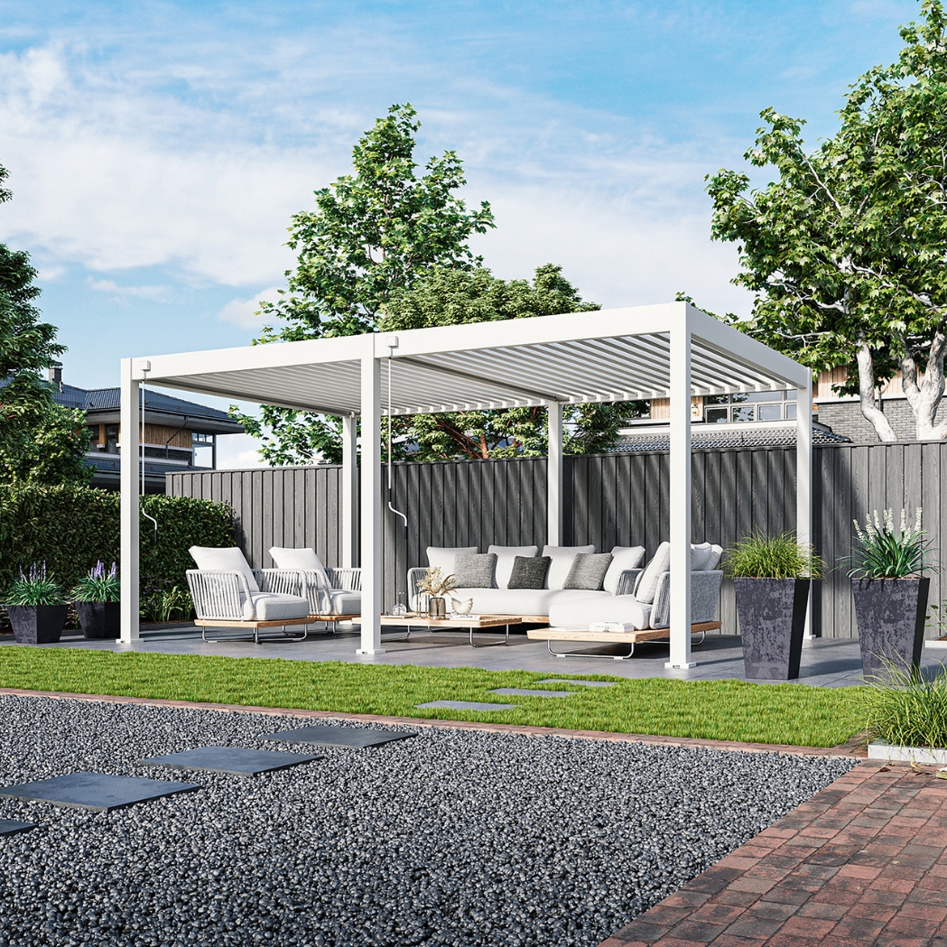 Weide Pergola Deluxe Plus 3.6x5.3m mit Lamellendach Weiss – Bild 2