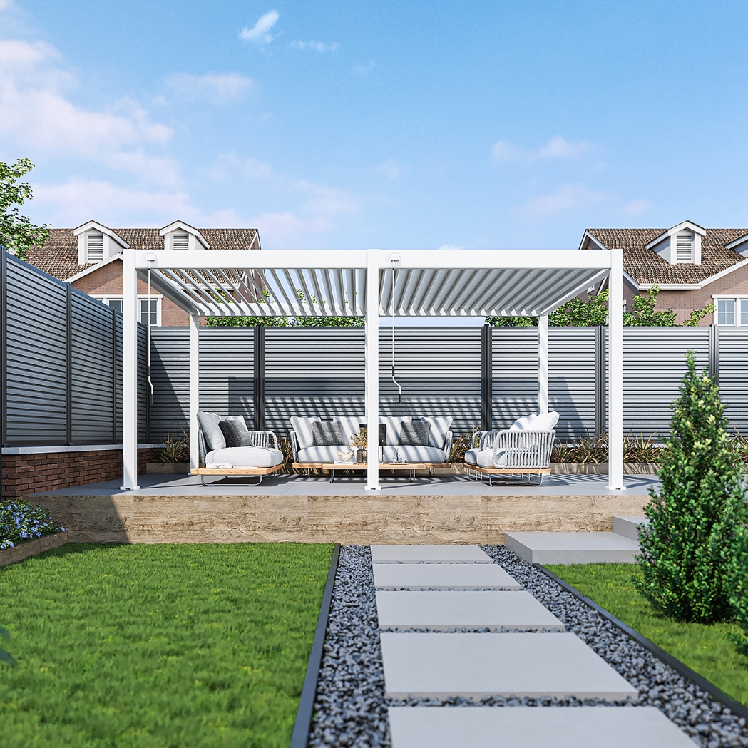 Weide Pergola Deluxe Plus 3.6x5.3m mit Lamellendach Weiss – Bild 3