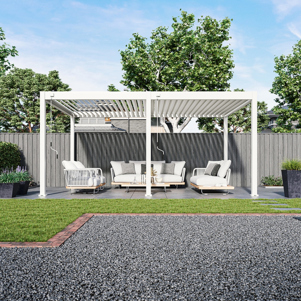 Weide Pergola Deluxe Plus 3.6x5.3m mit Lamellendach Weiss – Bild 4