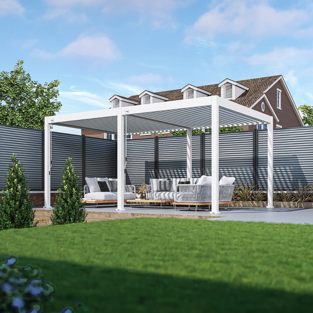 Weide Pergola Deluxe Plus 3.6x5.3m mit Lamellendach Weiss