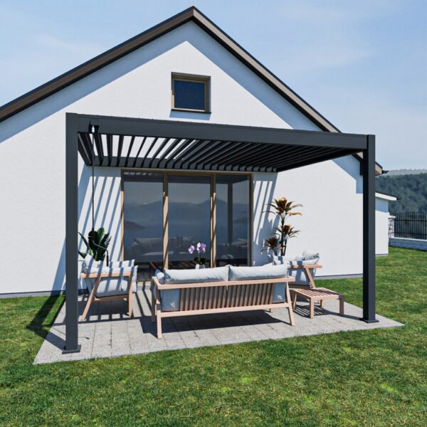 Weide Wandpergola Deluxe Plus 3x4m Anthrazit – Bild 3