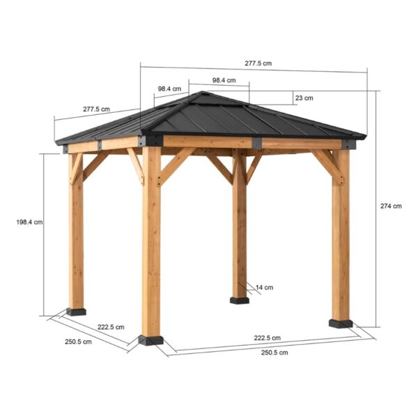 Cortina Pavillon 2.73x2.73m Zedernholz Anthrazit – Bild 5
