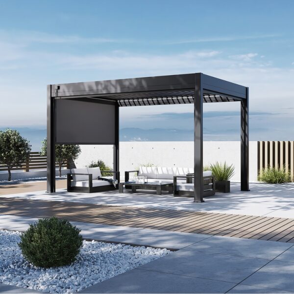 Ventaris Pergola Classic 3x4m Anthrazit mit 3m Sonnenrollo - Sonderedition