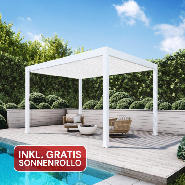 Ventaris Pergola Deluxe Plus 3x4m mit Lamellendach Weiss