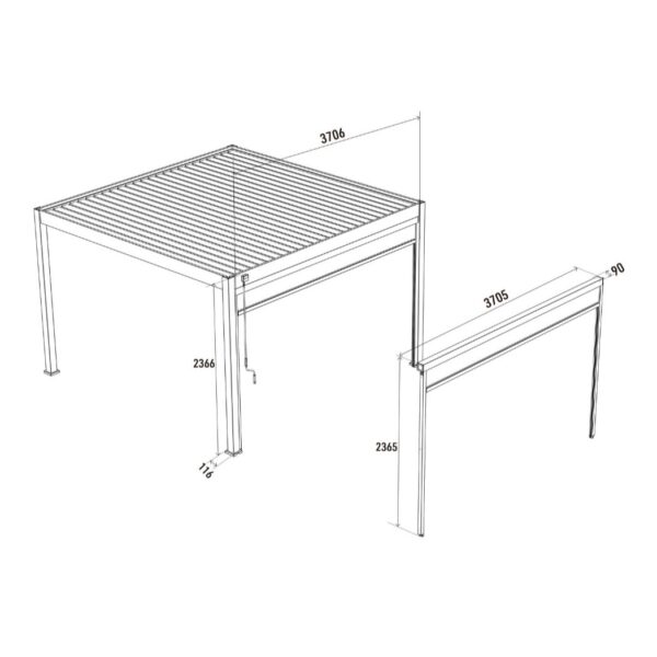 Sonnenrollo für Weide Pergola 4.00m Sand – Bild 4