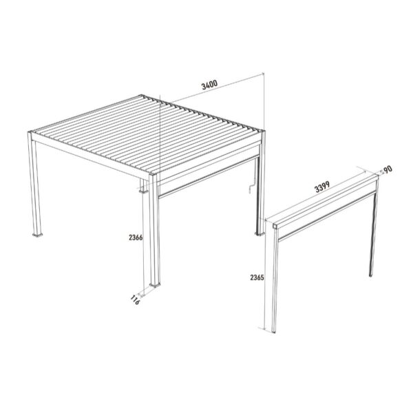 Sonnenrollo für Weide Pergola 3.60m Sand – Bild 4
