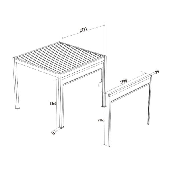 Sonnenrollo für Weide Pergola 3.00m Sand – Bild 4