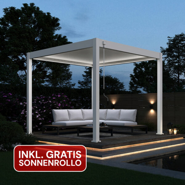 Ventaris Pergola Deluxe Plus 3x3m Weiss mit LED-Beleuchtung