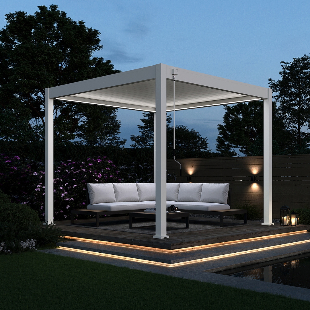 Ventaris Pergola Deluxe Plus 3x3m Weiss mit LED-Beleuchtung