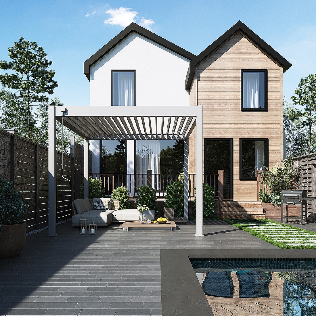 Weide Pergola Classic 3x3m mit Lamellendach Sand – Bild 2