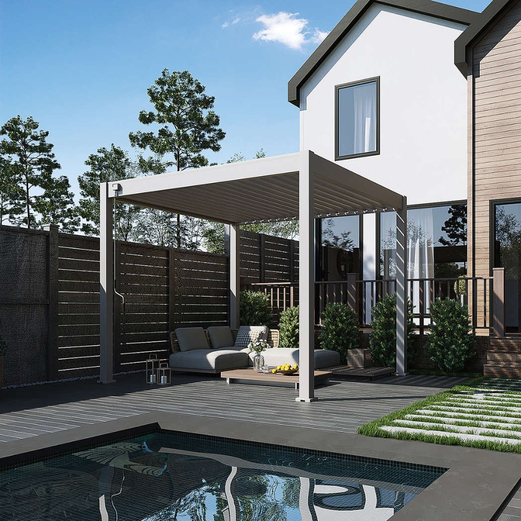 Weide Pergola Classic 3x3m mit Lamellendach Sand