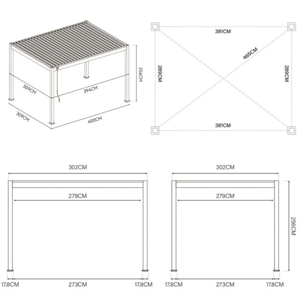 Weide Pergola Classic 3x4m mit Lamellendach Sand – Bild 5