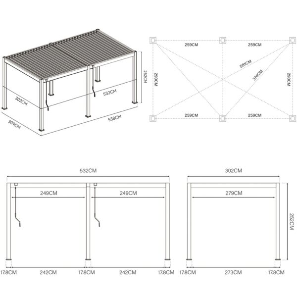 Weide Pergola Classic 3x5.3m mit Lamellendach Sand – Bild 5