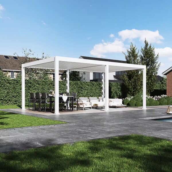 Weide elektrische Pergola 3x6m Weiss mit LED – Bild 4