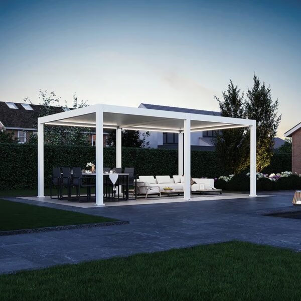 Weide elektrische Pergola 3x6m Weiss mit LED