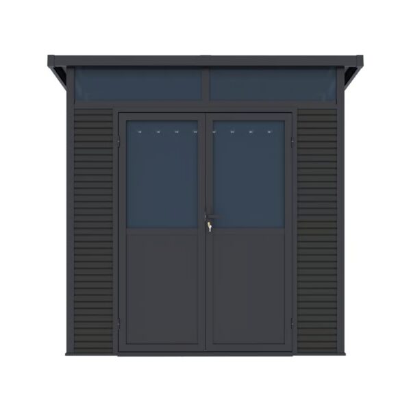 Gartenhaus mit Doppeltür aus Aluminium und WPC 218x218x226 cm | Wetterfest in Anthrazit – Bild 3