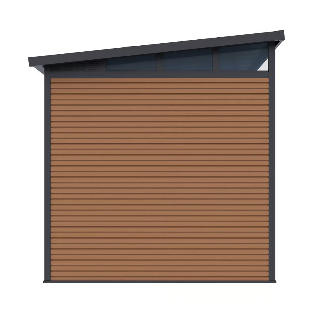 Gartenhaus mit Doppeltür aus Aluminium und WPC 218x218x226 cm Wetterfest in Teak-Optik – Bild 6