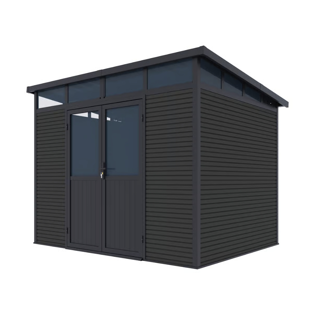 Gartenhaus mit Doppeltür aus Aluminium und WPC 278x218x226 cm | Wetterfest in Anthrazit – Bild 2