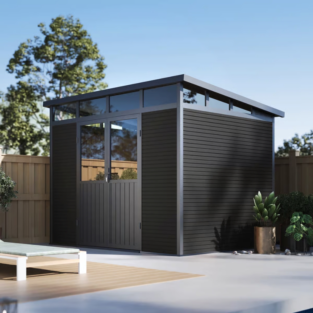 Gartenhaus mit Doppeltür aus Aluminium und WPC 278x218x226 cm | Wetterfest in Anthrazit