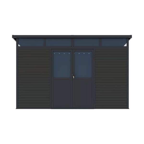 Gartenhaus mit Doppeltür aus Aluminium und WPC 338x218x226 cm | Wetterfest in Anthrazit – Bild 3