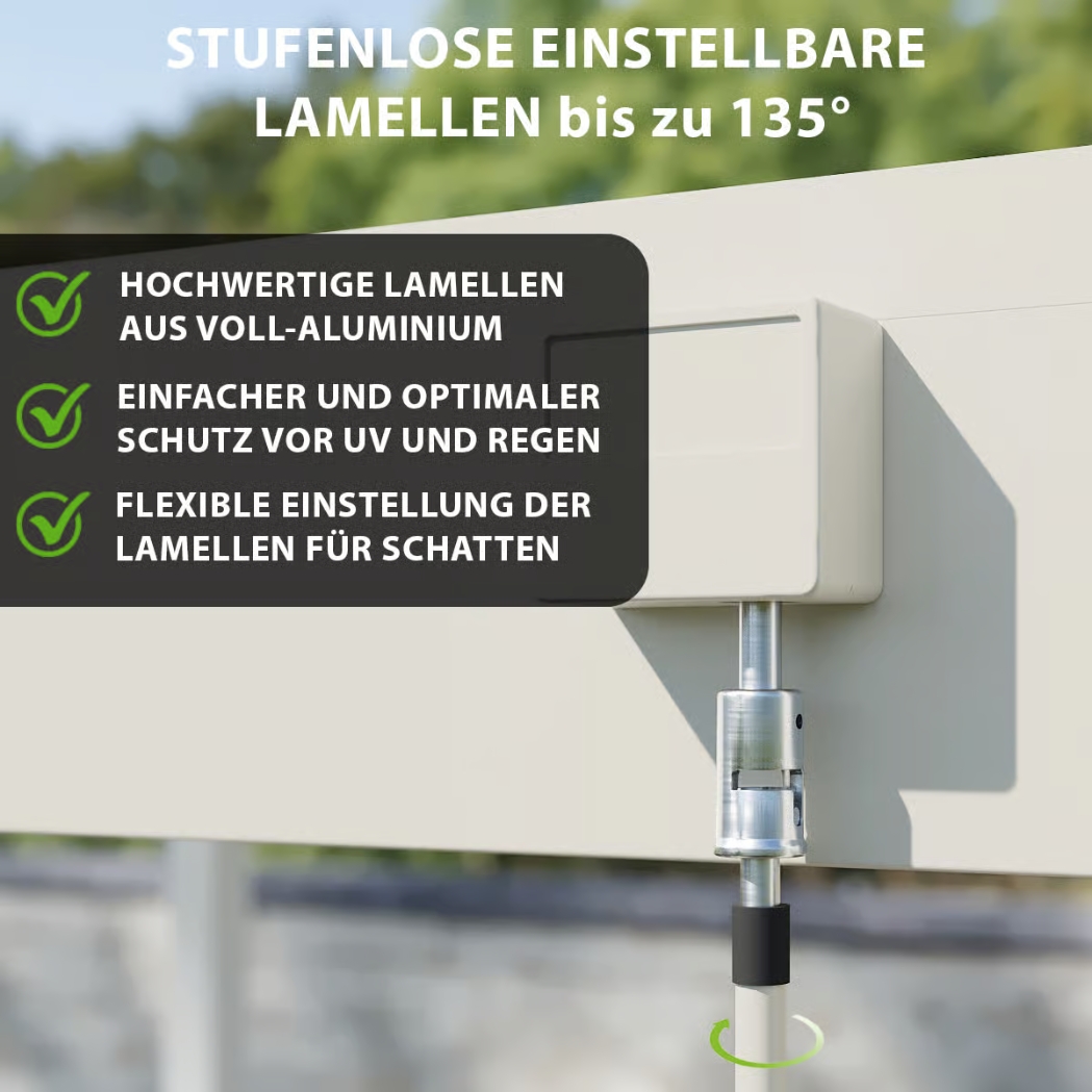 Weide Pergola Deluxe Plus | Voll Aluminium freistehend | 3.6x4m | Lamellendach Ivory Sand – Bild 3