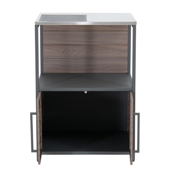 Aussenküchenregal mit Arbeitsfläche, 3 offene Ablageflächen, stapelbar, Holzmaserung, einfache Montage, B 0.54m H 0.92m – Bild 3