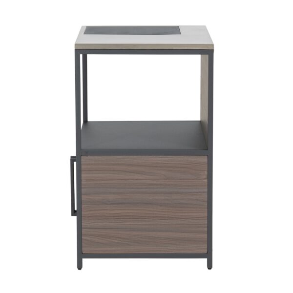 Aussenküchenregal mit Arbeitsfläche, 3 offene Ablageflächen, stapelbar, Holzmaserung, einfache Montage, B 0.54m H 0.92m – Bild 4