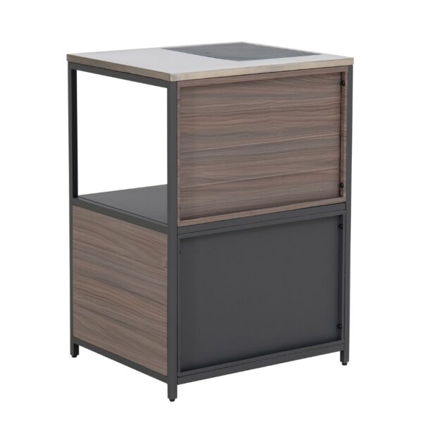 Aussenküchenregal mit Arbeitsfläche, 3 offene Ablageflächen, stapelbar, Holzmaserung, einfache Montage, B 0.54m H 0.92m – Bild 5