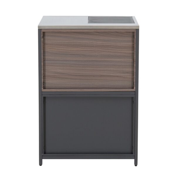 Aussenküchenregal mit Arbeitsfläche, 3 offene Ablageflächen, stapelbar, Holzmaserung, einfache Montage, B 0.54m H 0.92m – Bild 6