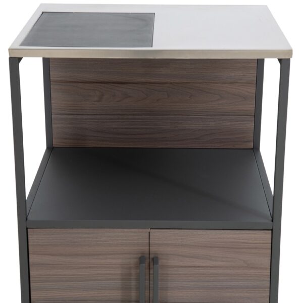 Aussenküchenregal mit Arbeitsfläche, 3 offene Ablageflächen, stapelbar, Holzmaserung, einfache Montage, B 0.54m H 0.92m – Bild 8
