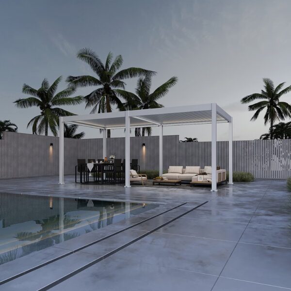 Weide elektrische Pergola 3x6m Weiss mit LED – Bild 3