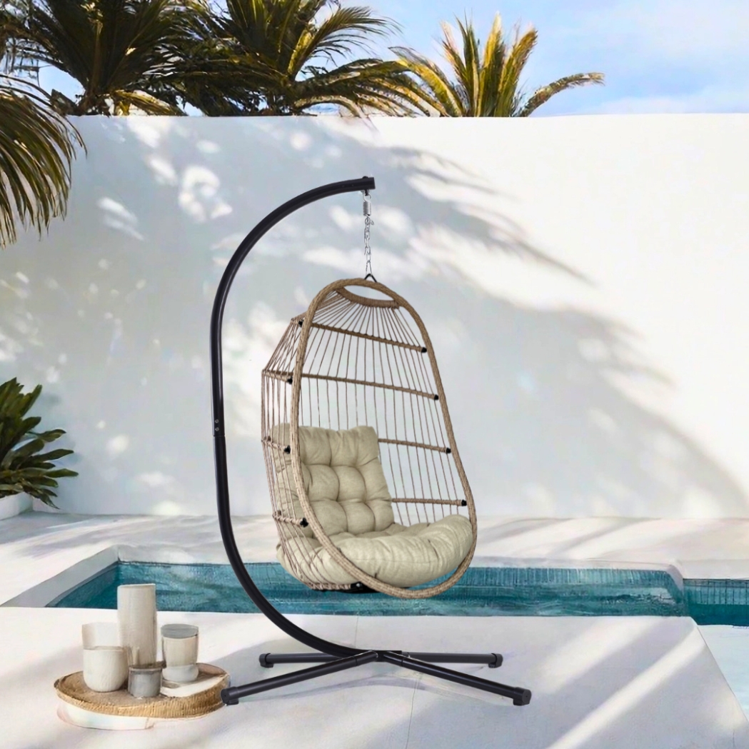 Hängesessel Jamie Ivory Sand – wetterfest, klappbar & inkl. Komfort-Kissen – Bild 3