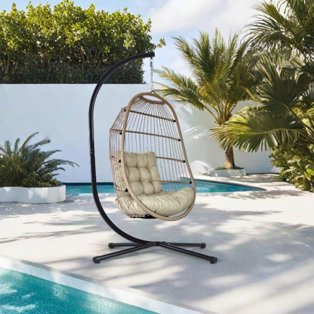 Hängesessel Jamie Ivory Sand – wetterfest, klappbar & inkl. Komfort-Kissen – Bild 4