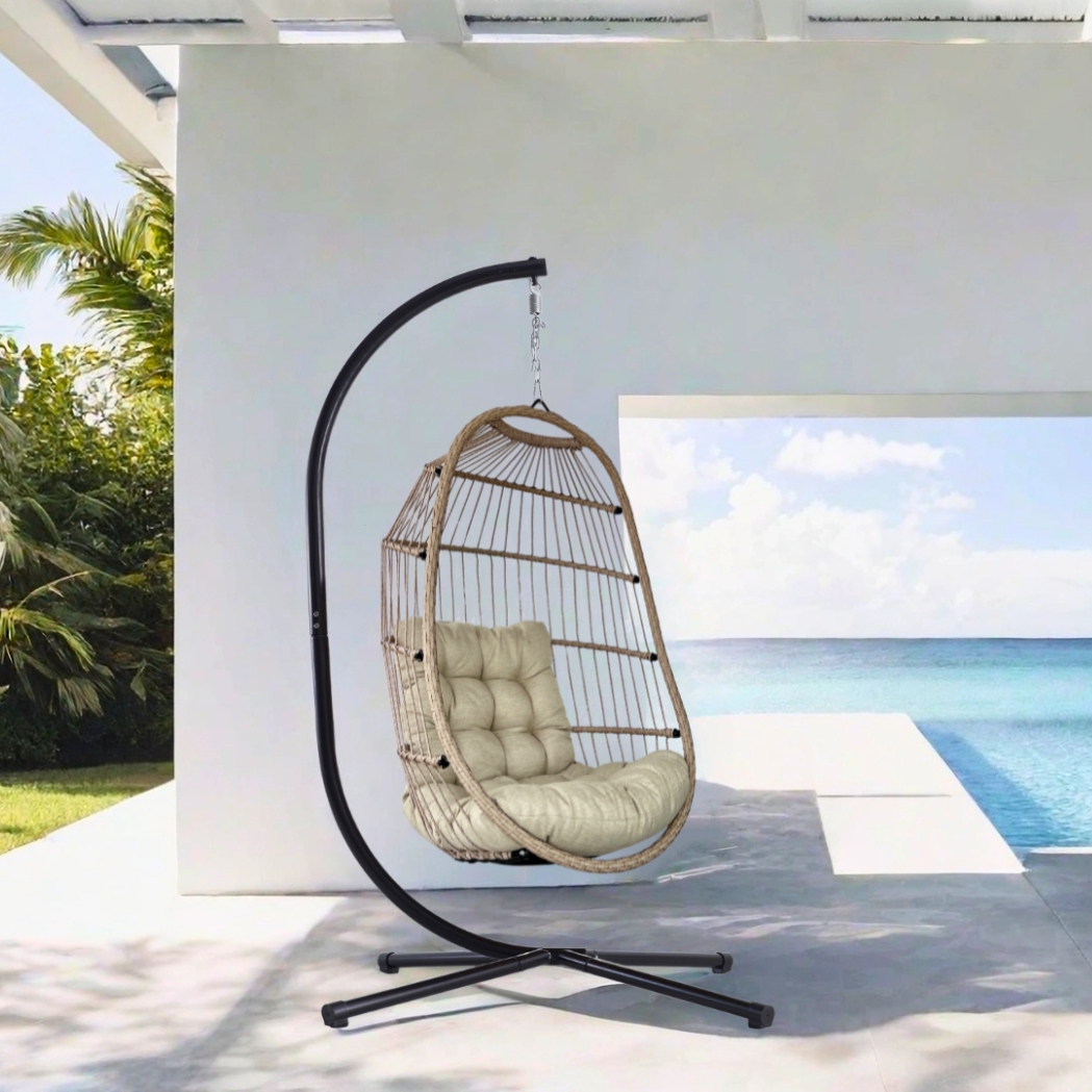 Hängesessel Jamie Ivory Sand – wetterfest, klappbar & inkl. Komfort-Kissen – Bild 5