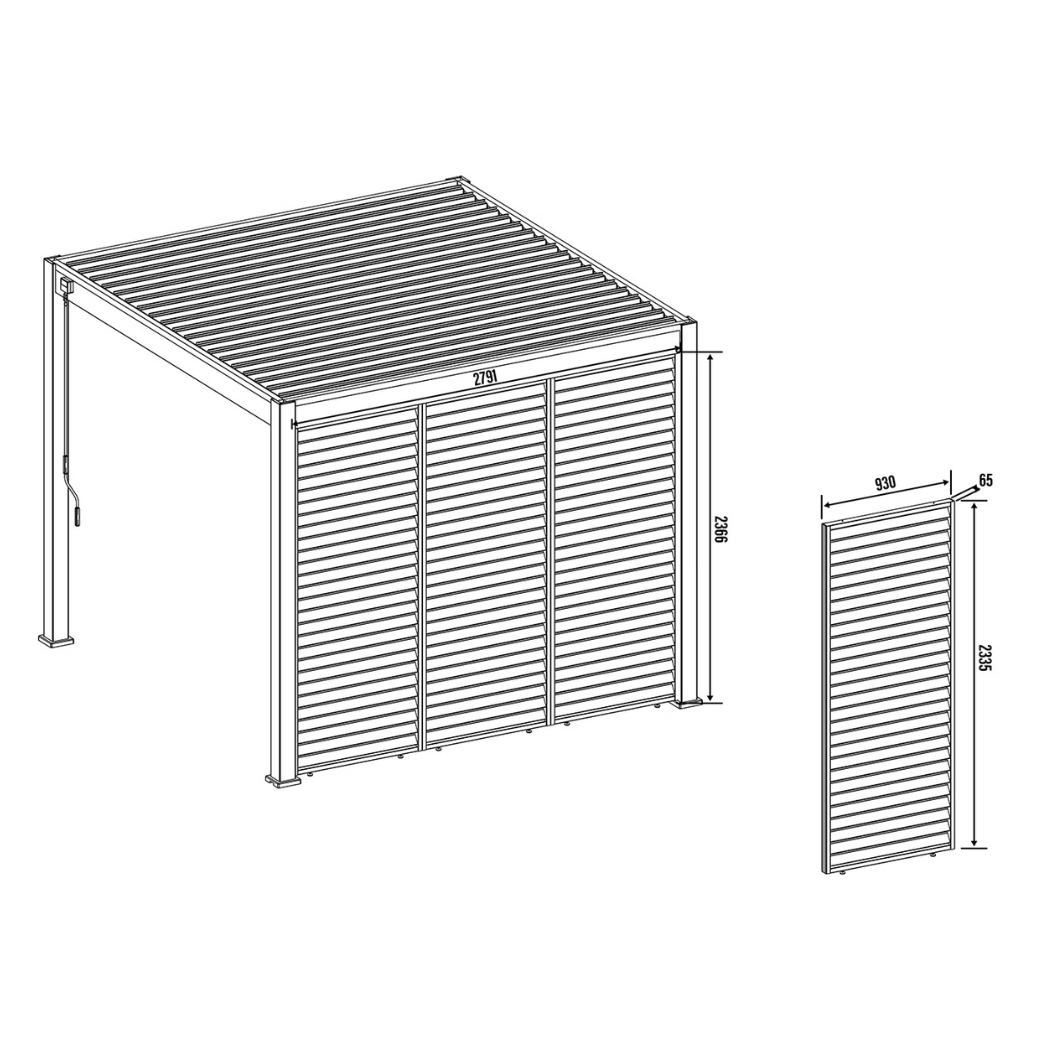 Lamellenwand in Holzoptik mit drehbaren Lamellen in Weiss – Bild 2