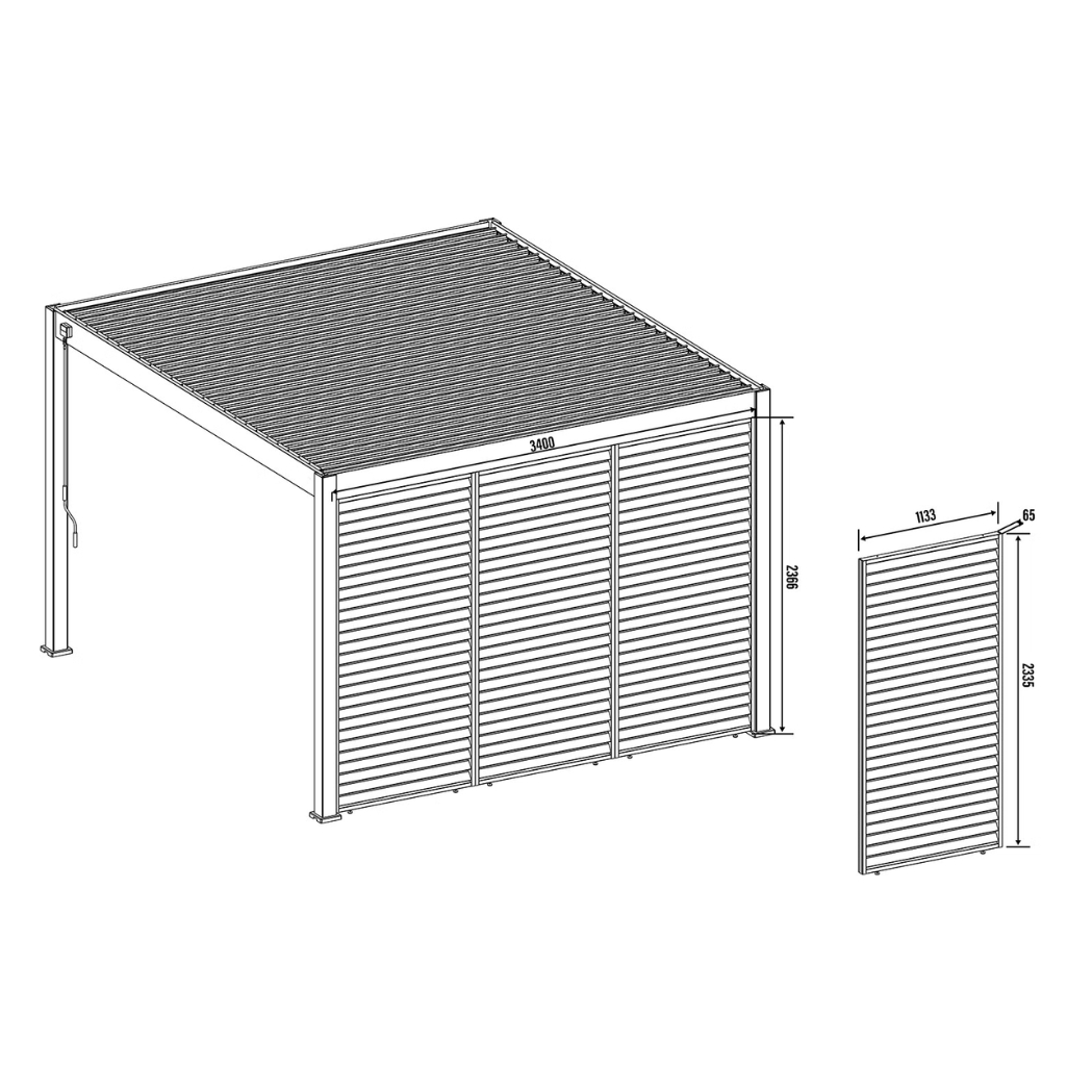 Lamellenwand in Holzoptik mit drehbaren Lamellen in Weiss – Bild 3