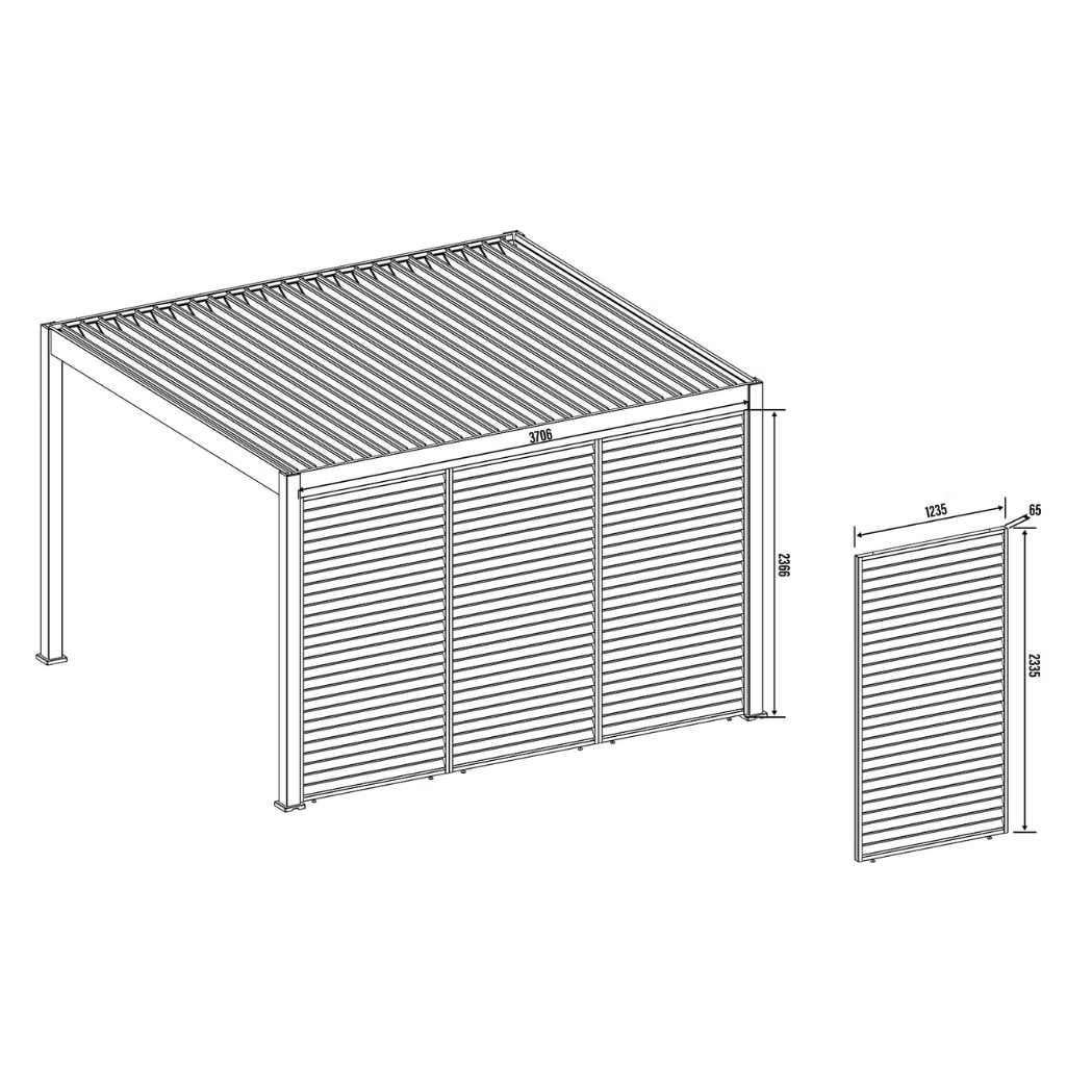 Lamellenwand in Holzoptik mit drehbaren Lamellen in Weiss – Bild 4