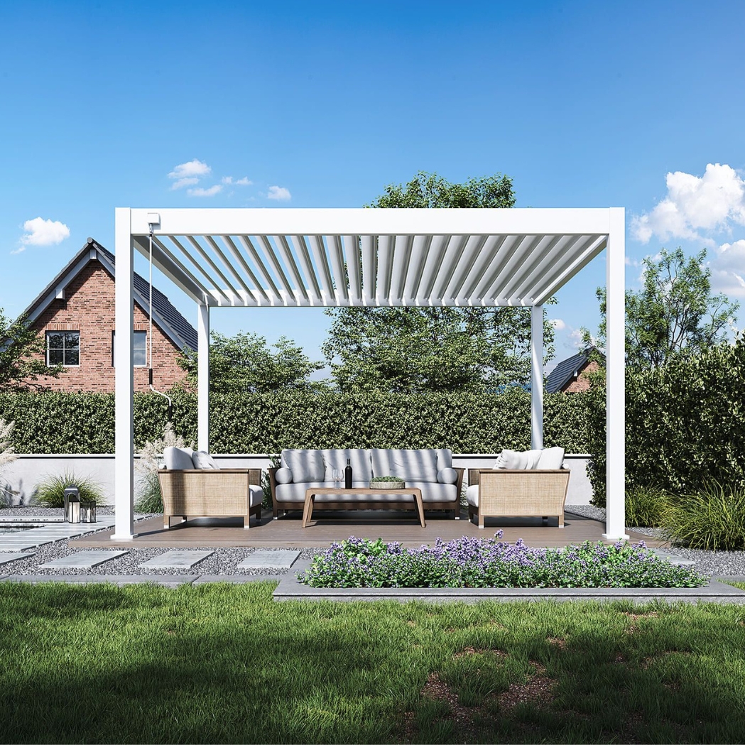 Weide Pergola Deluxe Plus 3.6x4m mit Lamellendach Weiss – Bild 2
