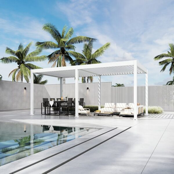 Weide Pergola Deluxe Plus 3x6m mit Lamellendach Weiss