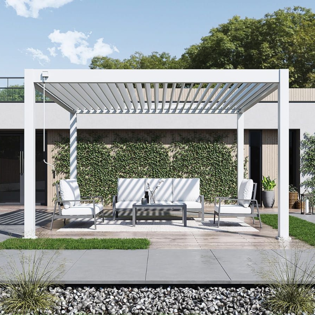 Weide Pergola Deluxe Plus 4x4m mit Lamellendach Weiss – Bild 2