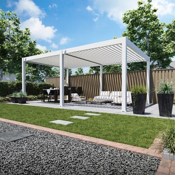 Weide Pergola Deluxe Plus 4x6m mit Lamellendach Weiss