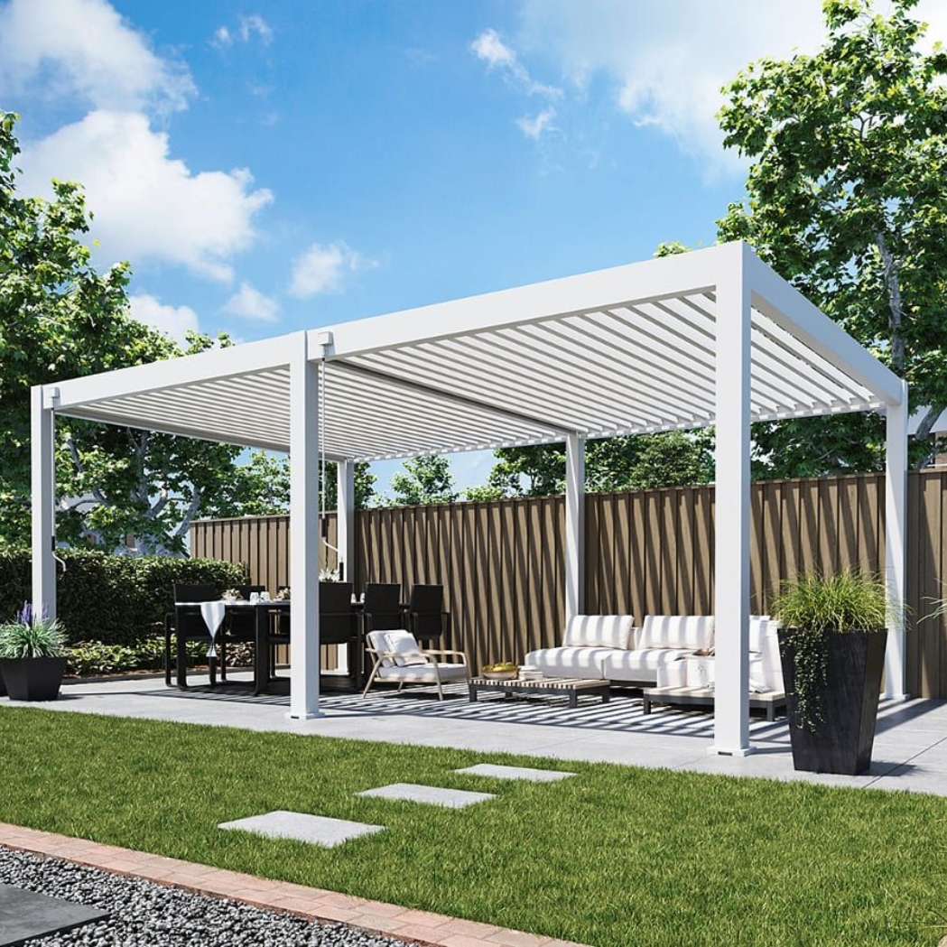Weide Pergola Deluxe Plus 4x6m mit Lamellendach Weiss – Bild 4