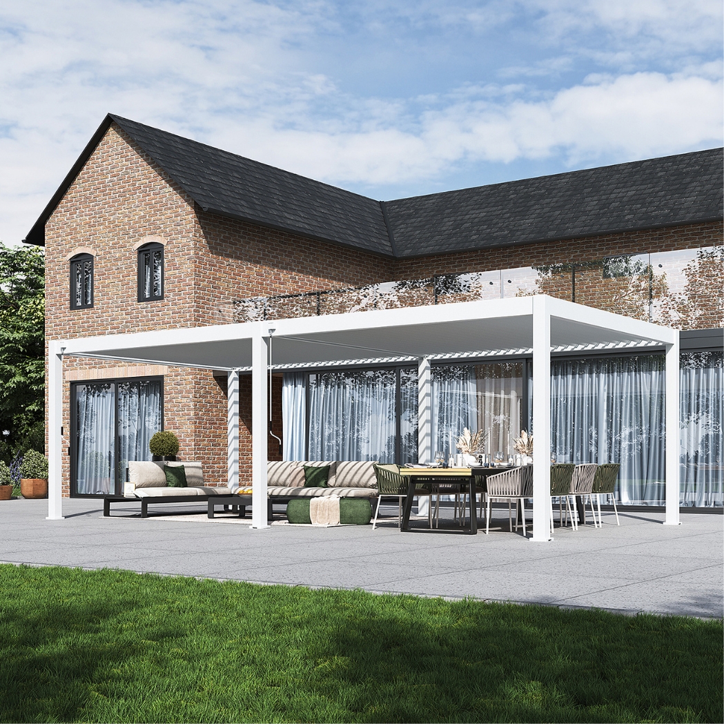 Weide Pergola Deluxe Plus 4x8m mit Lamellendach Weiss