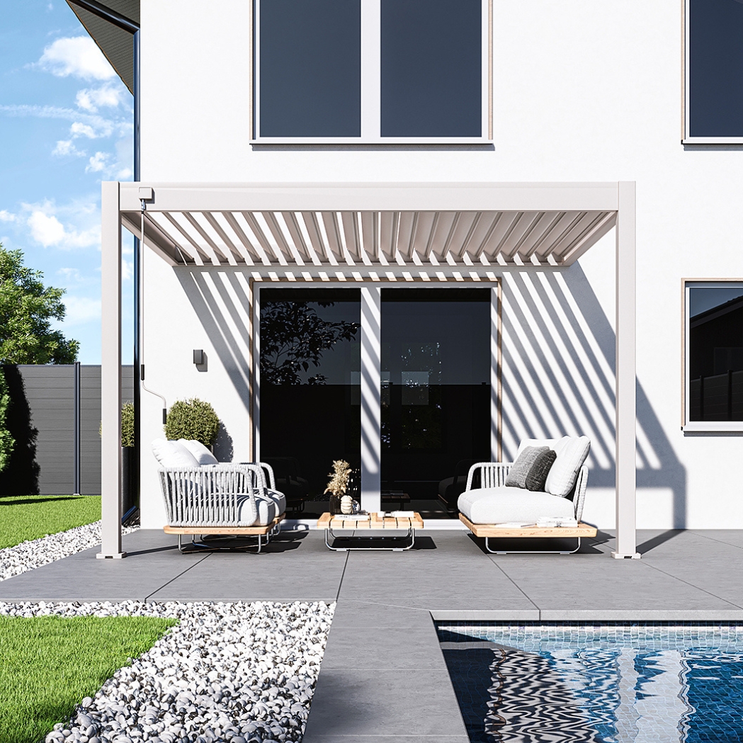 Weide Wandpergola Deluxe Plus 3x4m Sand – Bild 2