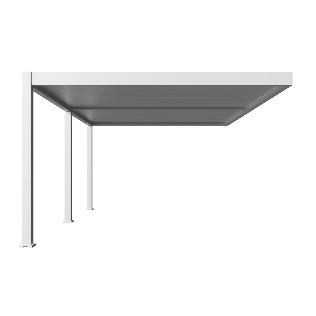 Wandpergola elektrisch 4x8m mit LED | motorisiertes Lamellendach Weiss – Bild 5