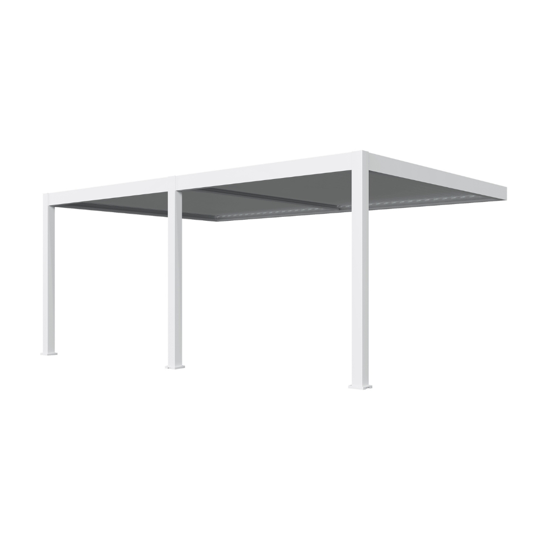 Wandpergola elektrisch 4x8m mit LED | motorisiertes Lamellendach Weiss – Bild 6