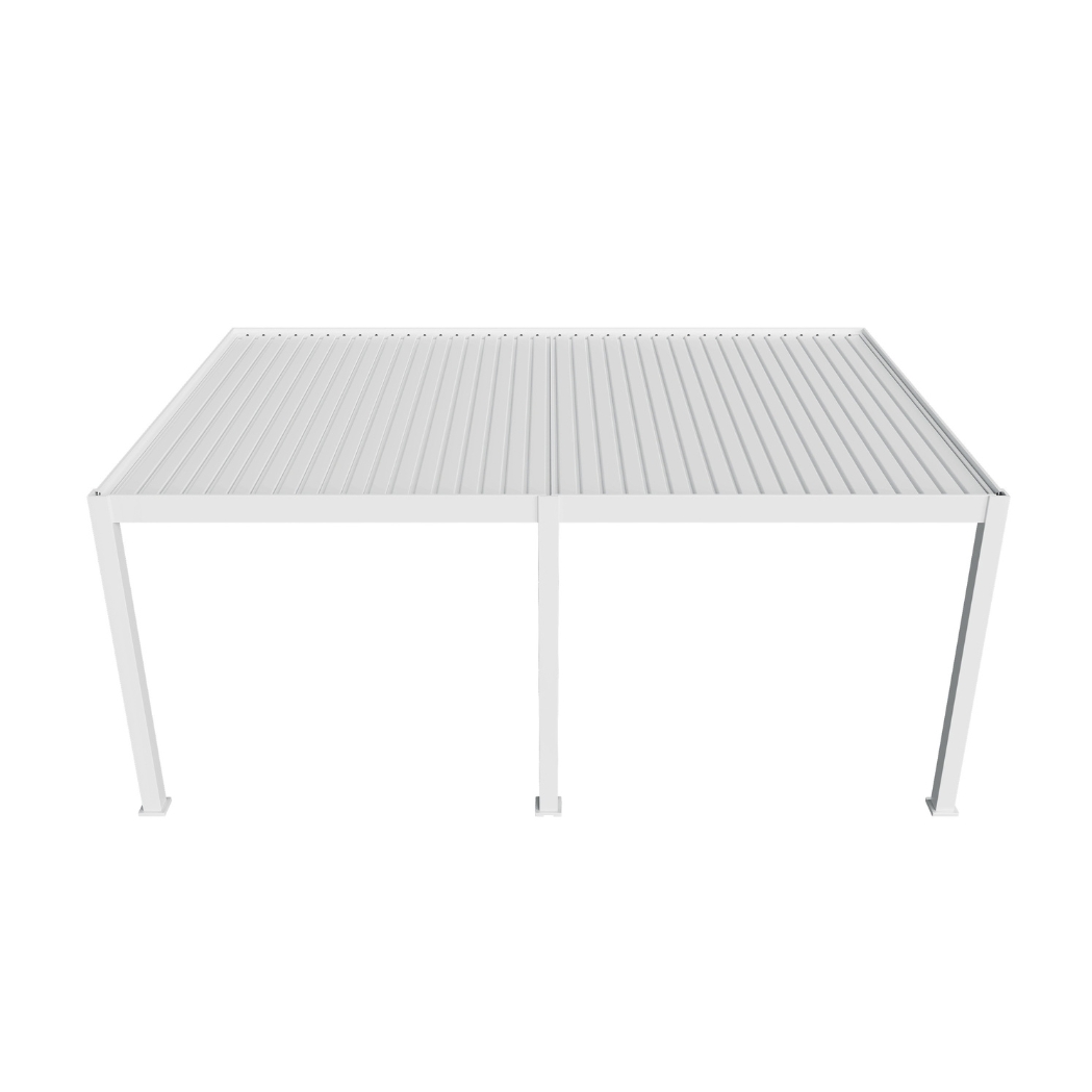 Wandpergola elektrisch 4x8m mit LED | motorisiertes Lamellendach Weiss – Bild 7