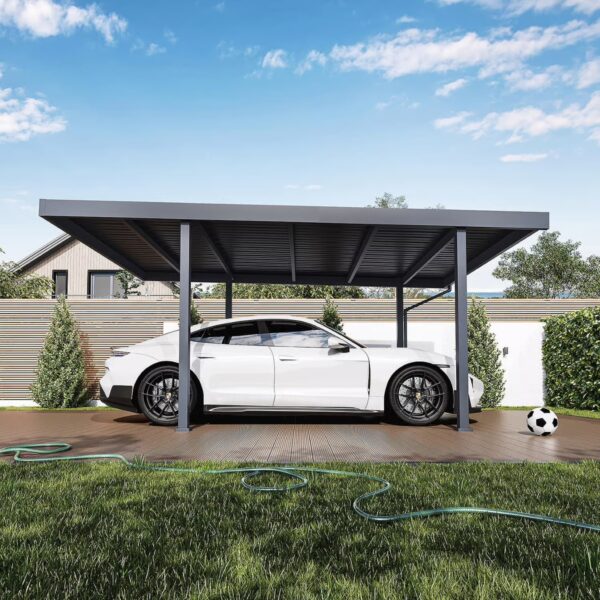 Alternative view of Single Carport aus Stahl | freistehend mit Pultdach | 3.2x5.5m | Anthrazit
